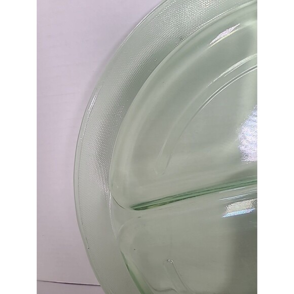 Vintage Green Uranium Depression Glass Plate Divided 3 Sections 11" 1930's - Picture 7 of 7